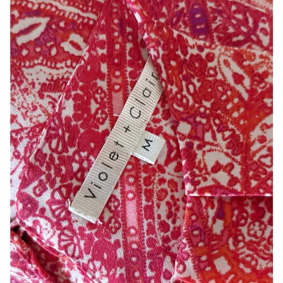 VIOLET & CLAIRE Womens Size Medium Sleeveless Boho Print Pleated Tank Top Shirt - Picture 8 of 8